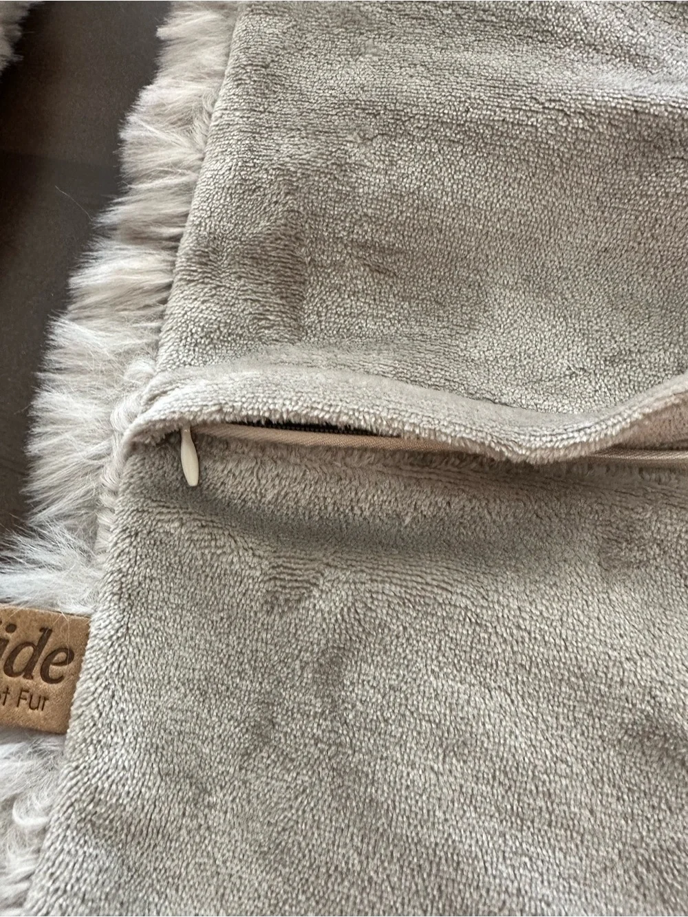 UnHide Squish Faux Fur Pillow Cover 20x20 Greige/Taupe – No Insert